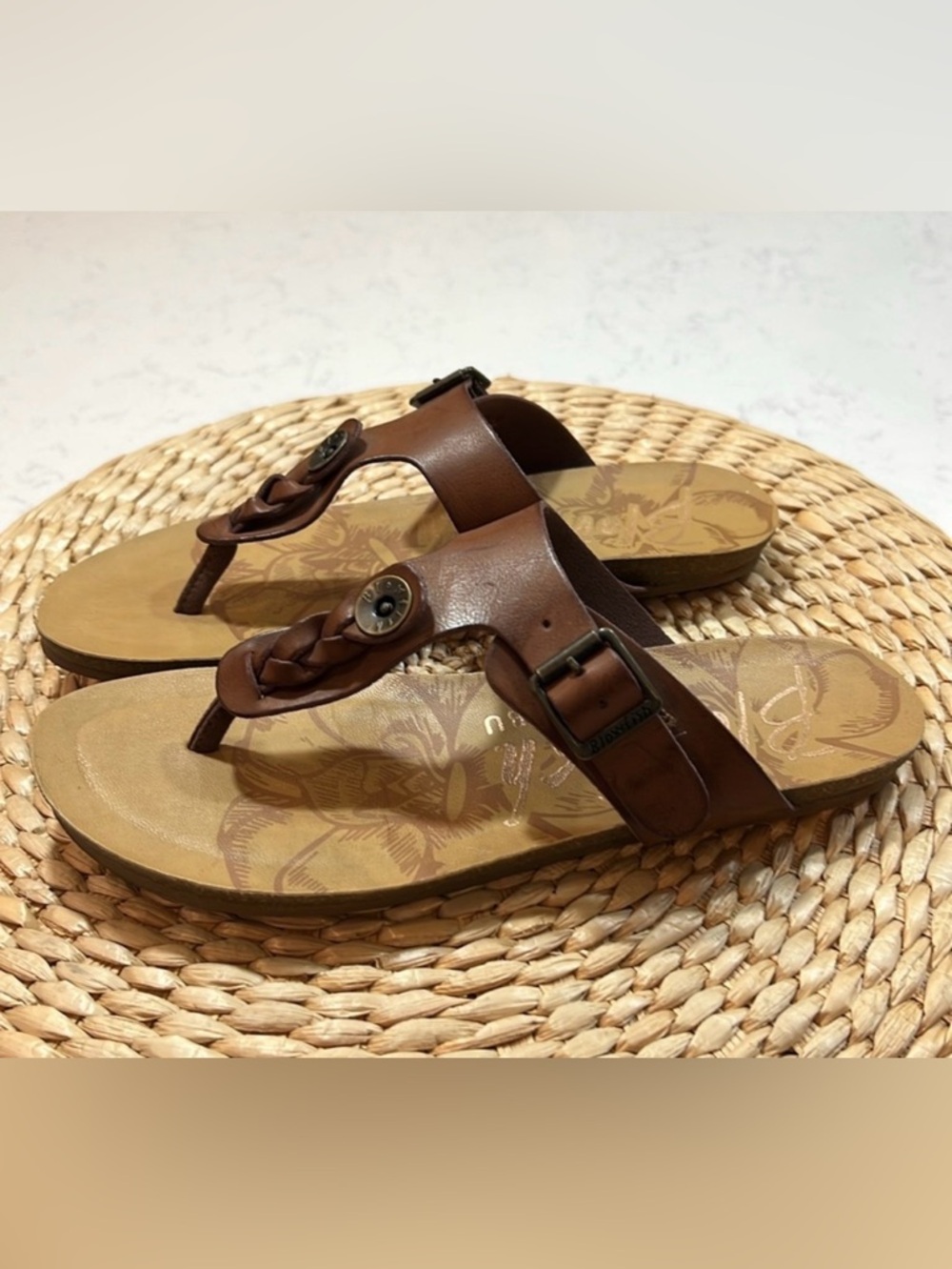 Blowfish Malibu Greco Vegan Leather Brown Sandals Size 6.5